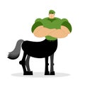 Centaur soldier in green beret. Military mythical creature. Half