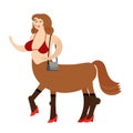 Centaur woman fairytale creature. Female horse isolated. Fantastic animal. Centaurus mythology beast monster