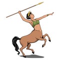 Centaur woman with spear. Vector clipart