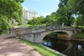 Centaurs Bridge over the Slavyanka River. Pavlovsk park. The city of Pavlovsk.