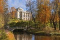 Centaurs bridge and Pavlovsk Palace, Saint Petersburg, Russia