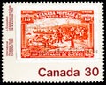 Centenary of Quebec, 15c stamp 1908, International Philatelic Youth Exhibition, Toronto serie, circa 1982 Royalty Free Stock Photo