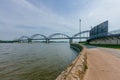 Centennial Bridge over Mississippi River in Davenport, Iowa, USA Royalty Free Stock Photo