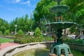 The Centennial Fountain at the Merrick Rose Garden in Evanston Illinois