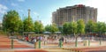 Centennial Olympic Park and CNN center Atlanta Royalty Free Stock Photo