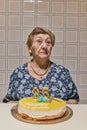 almost centennial woman, lively and happy celebrating her birthday party. Concepto longevidad, edad avanzada