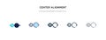 Center alignment icon in different style vector illustration. two colored and black center alignment vector icons designed in