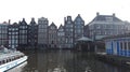 Dutch capital and typical houses on the river Royalty Free Stock Photo