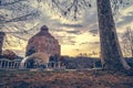 View of Asheville City Hall at sunset.