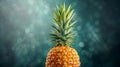 A mesmerizing image of a vibrant pineapple set against a stunning background, bathed in perfect lighting that accentuates the