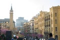 Center of Beirut, capital of Lebanon, tree and classical architecture and characteristic of the country, Lebanese arches