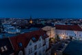 The center of the city of Brno in the Czech Republic during a dramatic sunset captured from a beautiful view on the Old Tower on