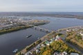 In the center of the city of Nizhny Novgorod, a view of the confluence of the Oka and Volga.