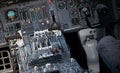 Center console and throttles in airplane Royalty Free Stock Photo