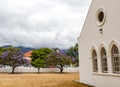 Center with the Dutch Reformed church in Franschhoek, Western Cape, South Africa Royalty Free Stock Photo