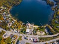 Center Harbor aerial view in fall, New Hampshire, USA