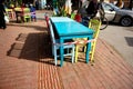 Center of iznik and colorful cafe tables near hagia sophia mosque