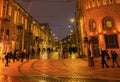 center of jerusalem. Central square, few people, rain,evening