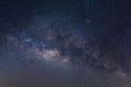 The center of the milky way galaxy with stars and space dust in the universe, Long exposure photograph, with grain Royalty Free Stock Photo