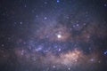 The center of the milky way galaxy with stars and space dust in the universe, Long exposure photograph, with grain Royalty Free Stock Photo