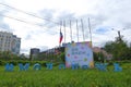 Russia, Murmansk-June 24, 2018: decoration ` hash-tag youth Day`