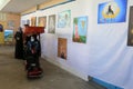 Center for Palestinian WomenÃ¢â¬â¢s Programs, organizes an exhibition of plastic art under the title Energy Without Disabilities Royalty Free Stock Photo