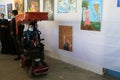 Center for Palestinian WomenÃ¢â¬â¢s Programs, organizes an exhibition of plastic art under the title Energy Without Disabilities Royalty Free Stock Photo