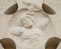 Center Panel on High Cross sculpture by Eliseo Garcia at Saint Philips Episcopal Church in Frisco, Texas. Royalty Free Stock Photo