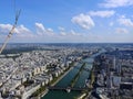 Center of Paris from the heights. View from the Eiffel Tower on the river Seine. Modern architecture