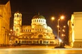 The center of Sofia, Bulgaria by night