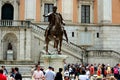 Statue of Marcus Aurelius in the Piazza del Campidoglio.