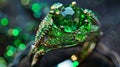 The center stone of a ring gleams with a surprising green luminosity thanks to the addition of photoluminescent pigments