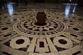 At the center of various circles there is a large vase, a detail of the inlaid floor of the Cathedral of Santa Maria del Fiore. Royalty Free Stock Photo