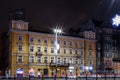 Center of Warsaw Night city. Business center. Hotel. Royalty Free Stock Photo