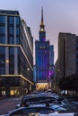 Center of Warsaw at night Royalty Free Stock Photo