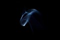 Centered blue abstract swirly smoke art plume