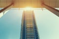 Centered modern skyscraper apartment building on sunny day in Dubai Royalty Free Stock Photo