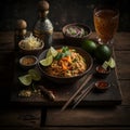 A centered shot of thai pad dish ai generative illustration