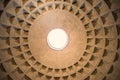 Centered view of the Pantheon dome hole /oculus/, Rome, Italy. Royalty Free Stock Photo