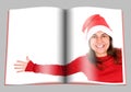 Centerfold page of magazine with santa woman