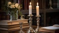 centerpiece silver candle sticks