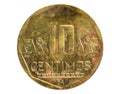 10 Centimos coin, 1991~2015 - Nuevo Sol Circulation serie, Bank of Peru Royalty Free Stock Photo