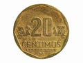20 Centimos coin, 1991~2015 - Nuevo Sol Circulation serie, Bank of Peru Royalty Free Stock Photo