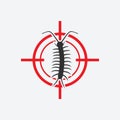 Centipede icon red target. Insect pest control sign Royalty Free Stock Photo