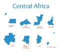 Central Africa - maps of territories - vector