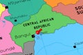 Central African Republic, Bangui - capital city, pinned on political map Royalty Free Stock Photo