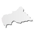Central African Republic - grey 3d-like silhouette map of country area with dropped shadow. Simple flat vector Royalty Free Stock Photo