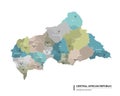 Central African Republic higt detailed map with subdivisions