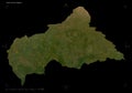 Central African Republic shape on black. Low-res satellite