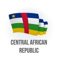 Central African Republic vector flag. Bended flag of Central African Republic, realistic vector illustration